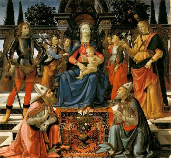 GHIRLANDAIO, Domenico Madonna and Child Enthroned with Saints oil painting image